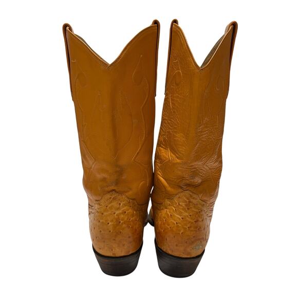 Max Leather Yellow Genuine Ostrich Cowboy Boots Men\'s 10 1/2 EE main image 8
